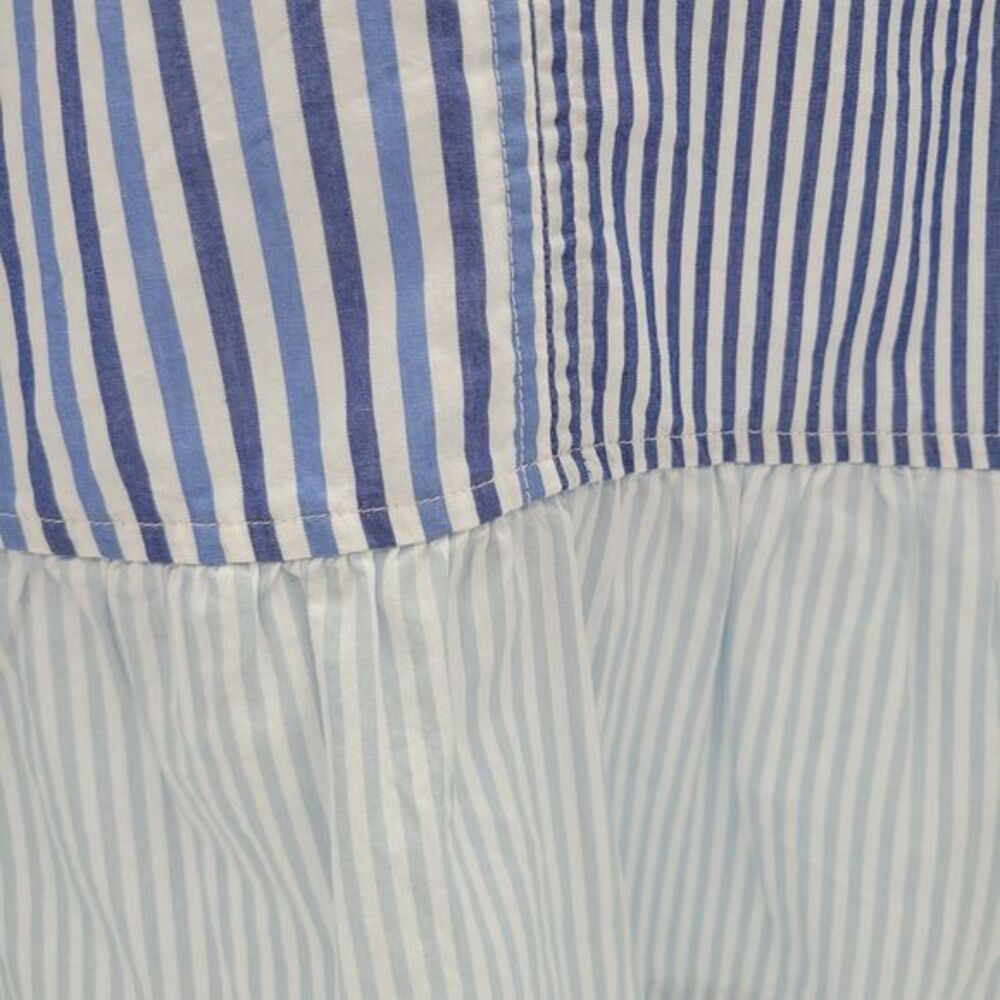 NWT Free Assembly Color Block Striped Sections Vneck Peplum Top Long Sleeve Sz L - Picture 9 of 12